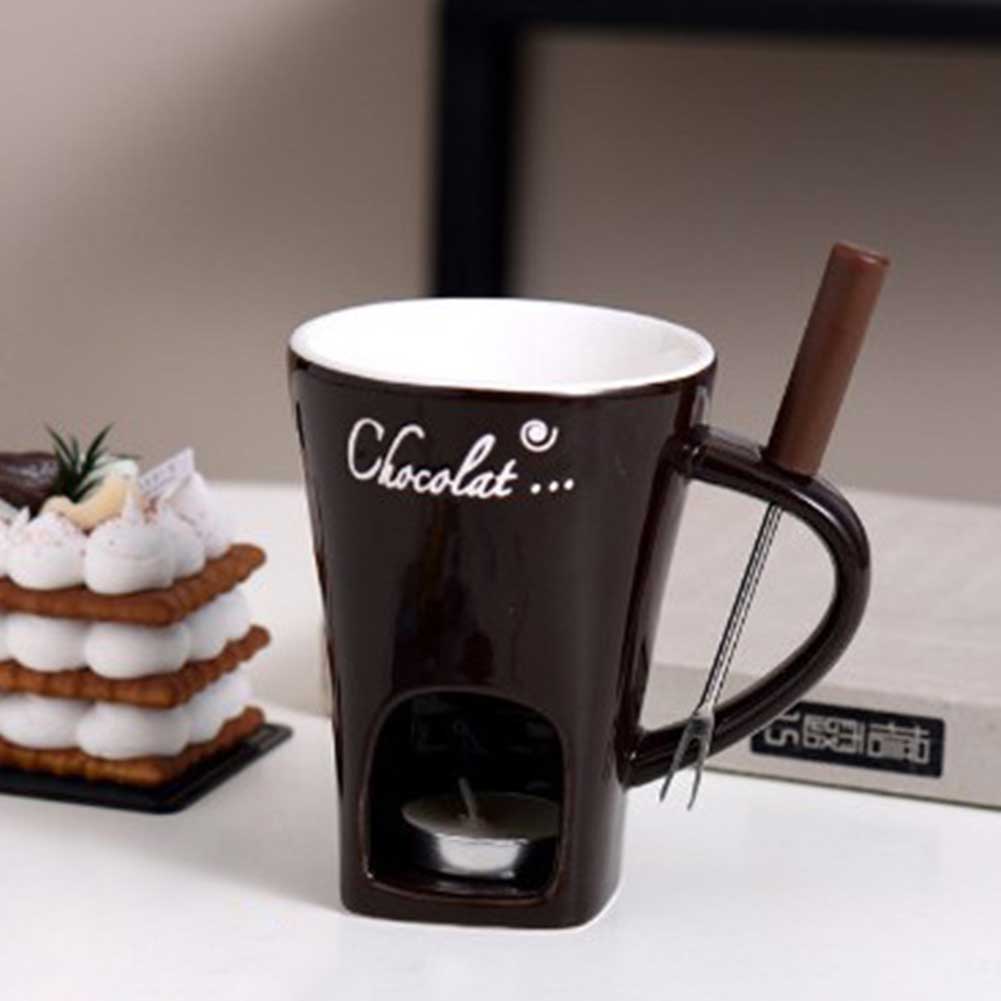 Elegant Ceramic Chocolate Fondue Set for Cozy Moments