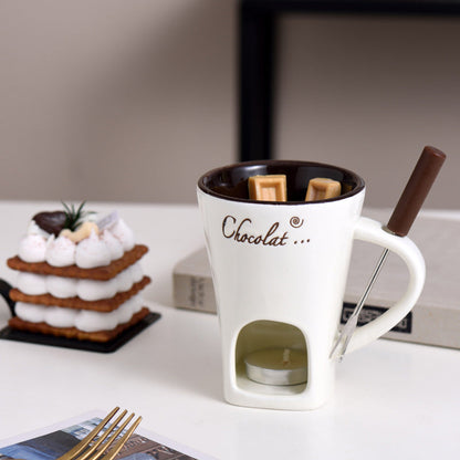 Elegant Ceramic Chocolate Fondue Set for Cozy Moments