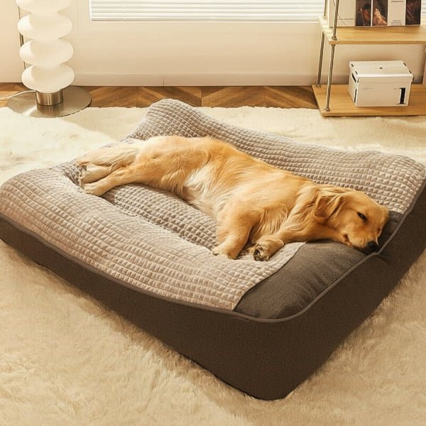 Large Orthopedic Dog Bed with Elevated Headrest and Removable Cover, Scratch-Resistant Crystal Velvet
