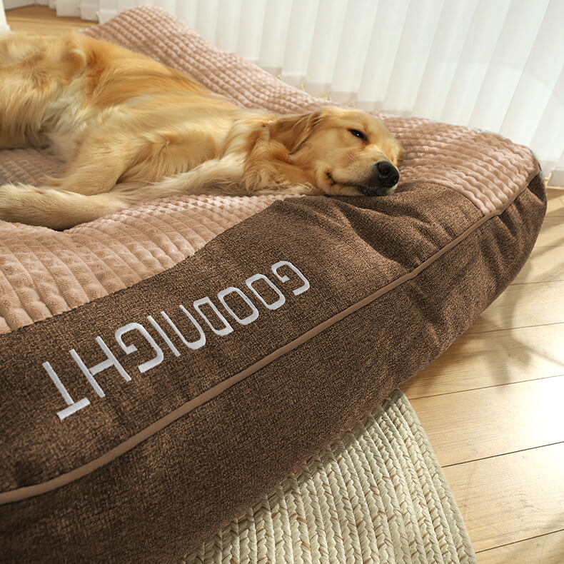 Large Orthopedic Dog Bed with Elevated Headrest and Removable Cover, Scratch-Resistant Crystal Velvet