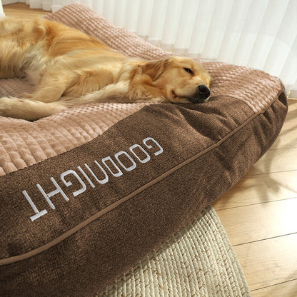 Large Orthopedic Dog Bed with Elevated Headrest and Removable Cover, Scratch-Resistant Crystal Velvet