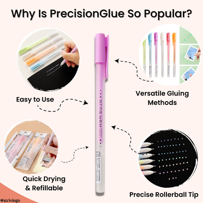 Precision Glue Pen | Refillable & Drip-Free | Ballpoint Tip for Clean Crafting | Buy 3 Get 3 Free