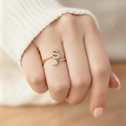 Adjustable Initial Ring Classic with Gift Box and Message Card