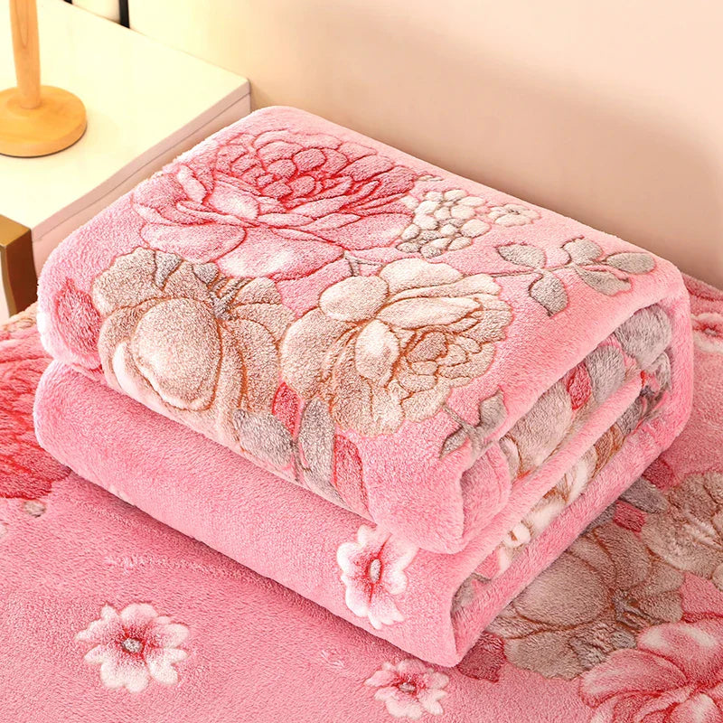 Cozy Floral Blanket | Soft Home Throw for Bed, Sofa & Travel | Skin-Friendly & Vibrant Colors