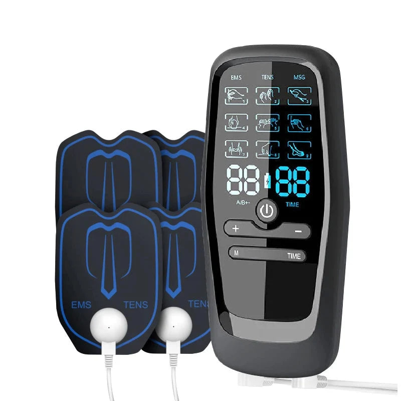 Muscle Stimulator with Rechargeable TENS & EMS – 6 Modes, 19 Intensities, 4 Electrode Pads