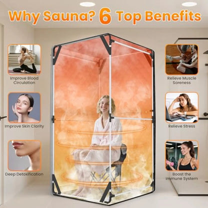 Full Size Home Steam Sauna Tent with 1300W Generator, Chair & Timer