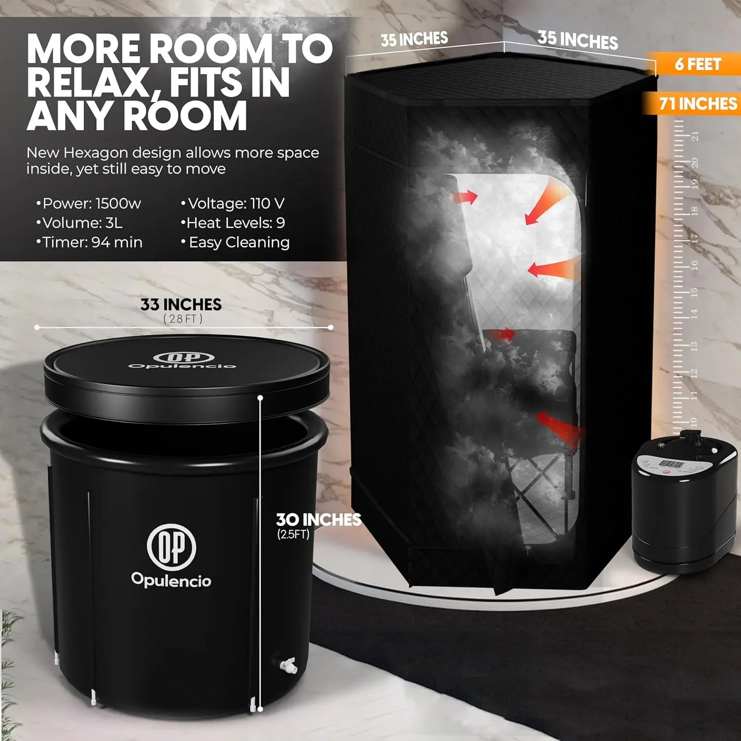 Foldable Home Steam Sauna Tent with Ice Bath Tub, Remote & 9 Heat Settings
