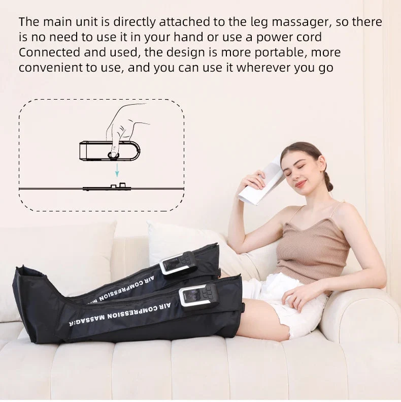 Rechargeable Air Pressure Wraps for Foot, Calf & Thigh Massage - 3 Modes, 5 Zones, 30-Minute Timer