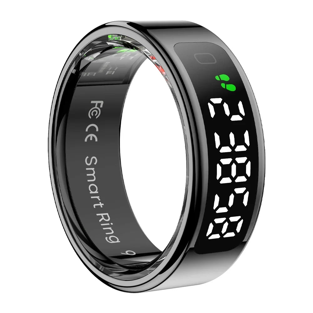 Fitness Tracker Ring with OLED Screen | Monitors Heart Rate, SpO₂, Sleep, Stress, Activity, 5ATM Waterproof, Wireless Charging