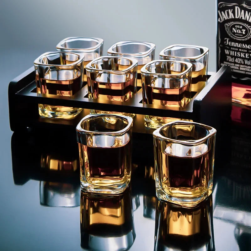 Whiskey Glass Set with Matte Black Bowl for Elegant Serving