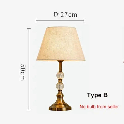 Modern European Style Desk Lamp - Imitation Copper Crystal Bedside Light