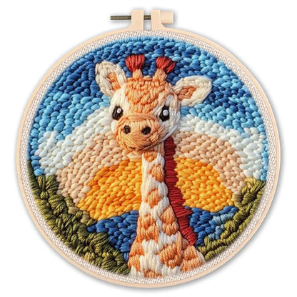 Animal-Themed Punch Needle Kit | DIY Starter Set with Yarn & Hoop | Beginner Embroidery Set