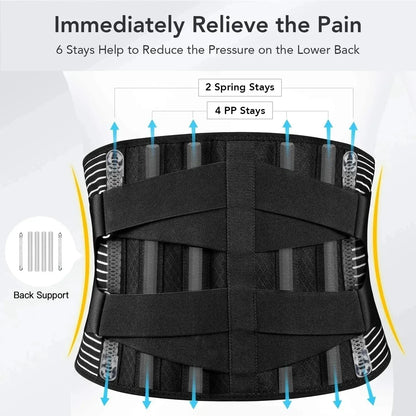 Breathable Lumbar Support Belt with 360° Stability and Memory Foam