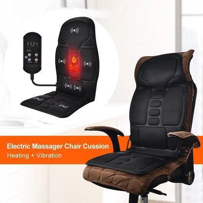 Vibration Massage Cushion for Full Body with Heat – 7 Motors, 8 Modes, 3 Intensities, Home/Car Adapters