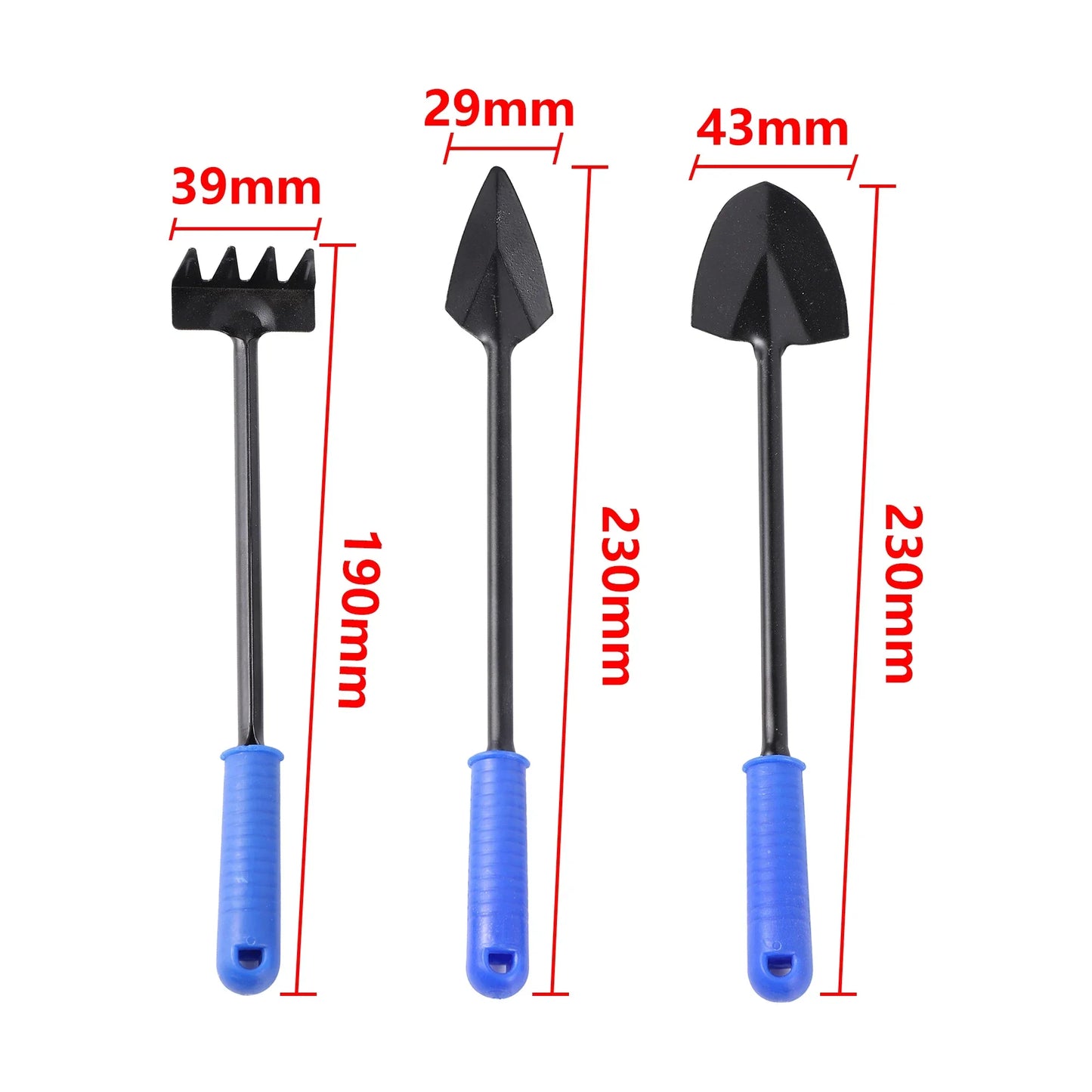 3-Piece Mini Garden Tool Set with Wooden Handles | Trowel and Rake | Perfect for Potted Plants