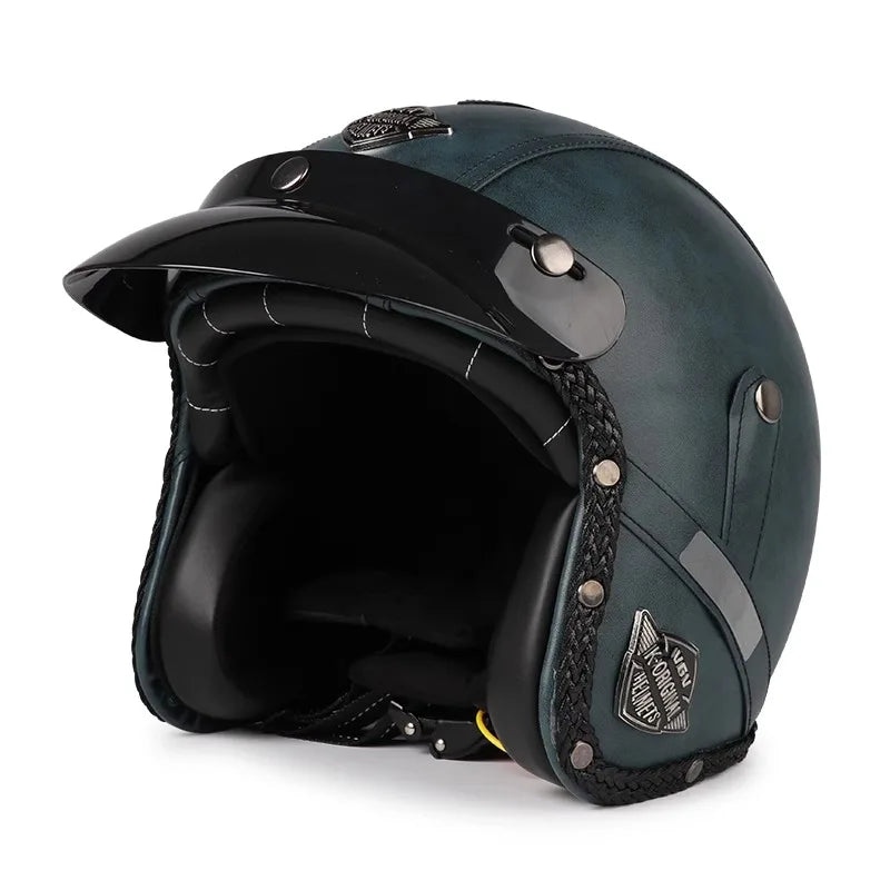 Retro Open Face Motorcycle Helmet - Kael - 3/4 Size