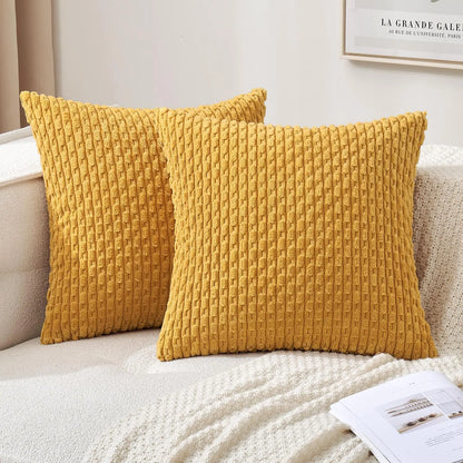 Boho Striped Corduroy Cushion Cover – Decorative Pillowcase for Sofa or Bed