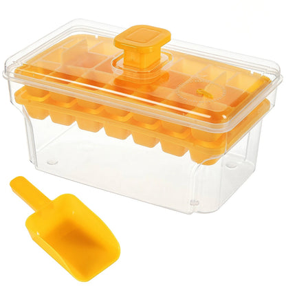 Ice Cube Tray with Lid and Container | Makes 68 Cubes | BPA-Free PP