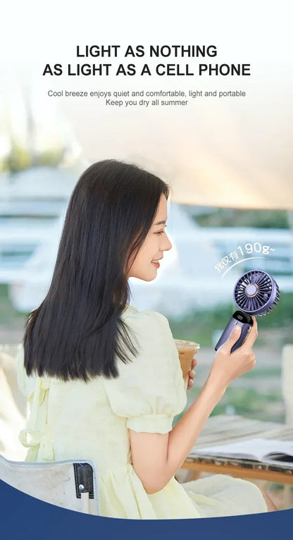 Portable Mini Fan 5000mAh – Wireless USB Rechargeable with Digital Screen and Phone Holder, 5-Speed Neck Hanging Design
