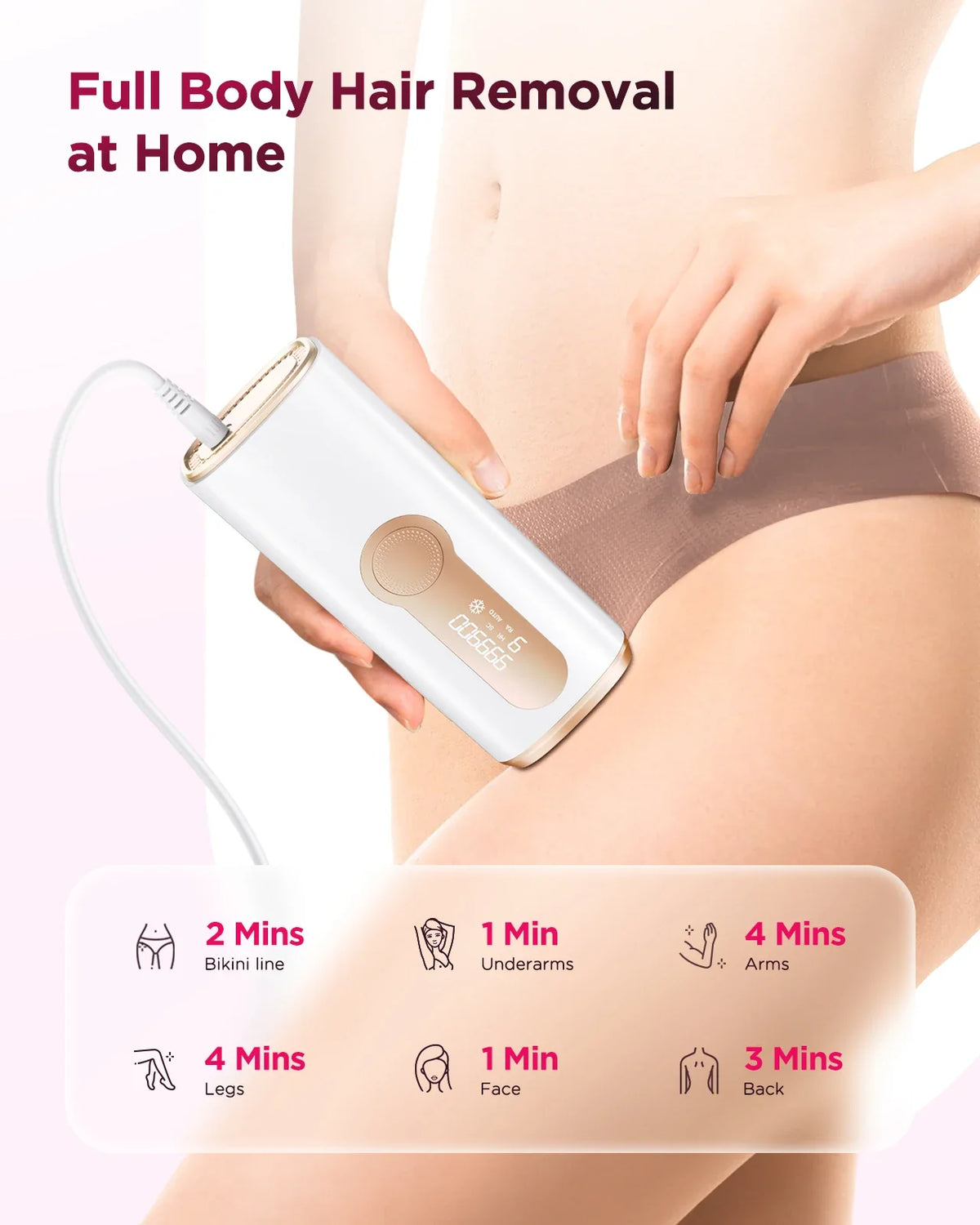 Hair Removal Device with 999,900 Flashes | 9 Energy Settings, Auto-Glide and Skin Sensor