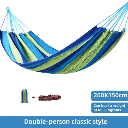 Striped Double Swing Bed Hammock – Indoor and Outdoor Use Canvas Design