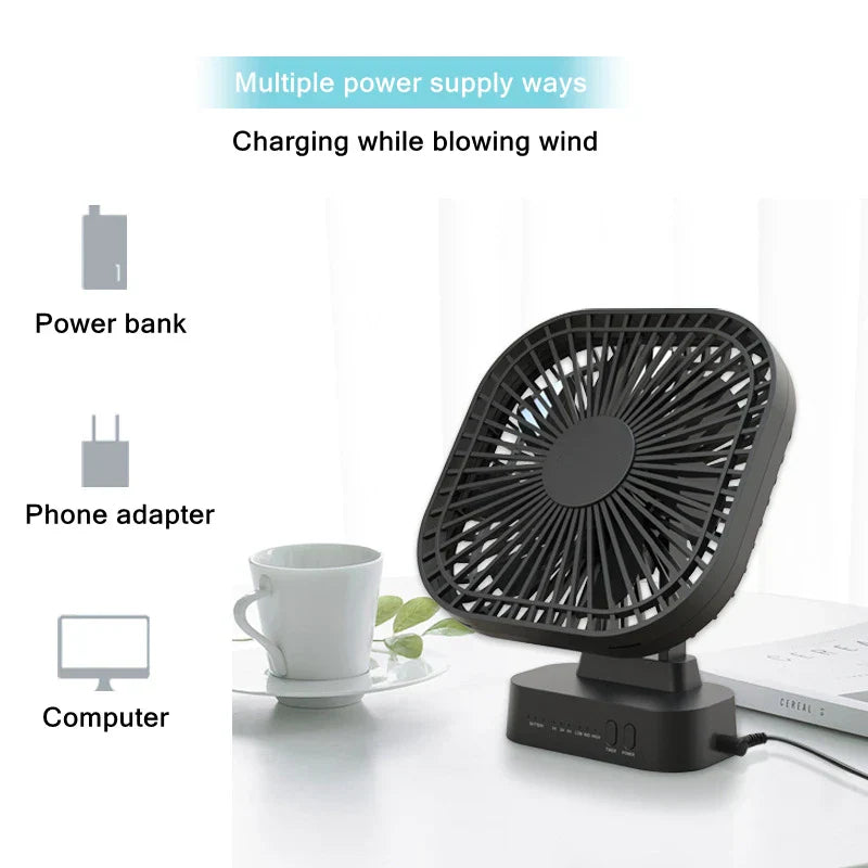 Compact Cordless Fan - 38 Hours Runtime, Flexible and Quiet