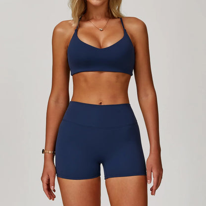 Women's Long Sleeve Sports Bra and Leggings Workout Set - Seamless Yoga Outfit with Breathable Stretch Material