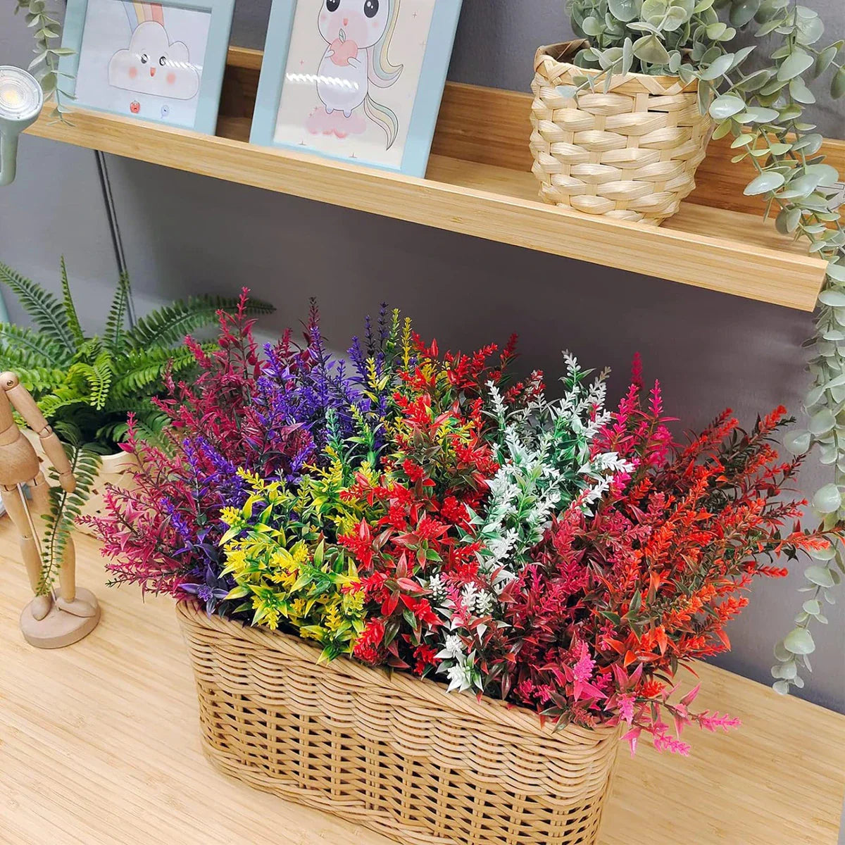 Artificial Lavender Plant Set | 12 Lavender Stems | Low Maintenance & Realistic Look | Ideal for Decor & Events