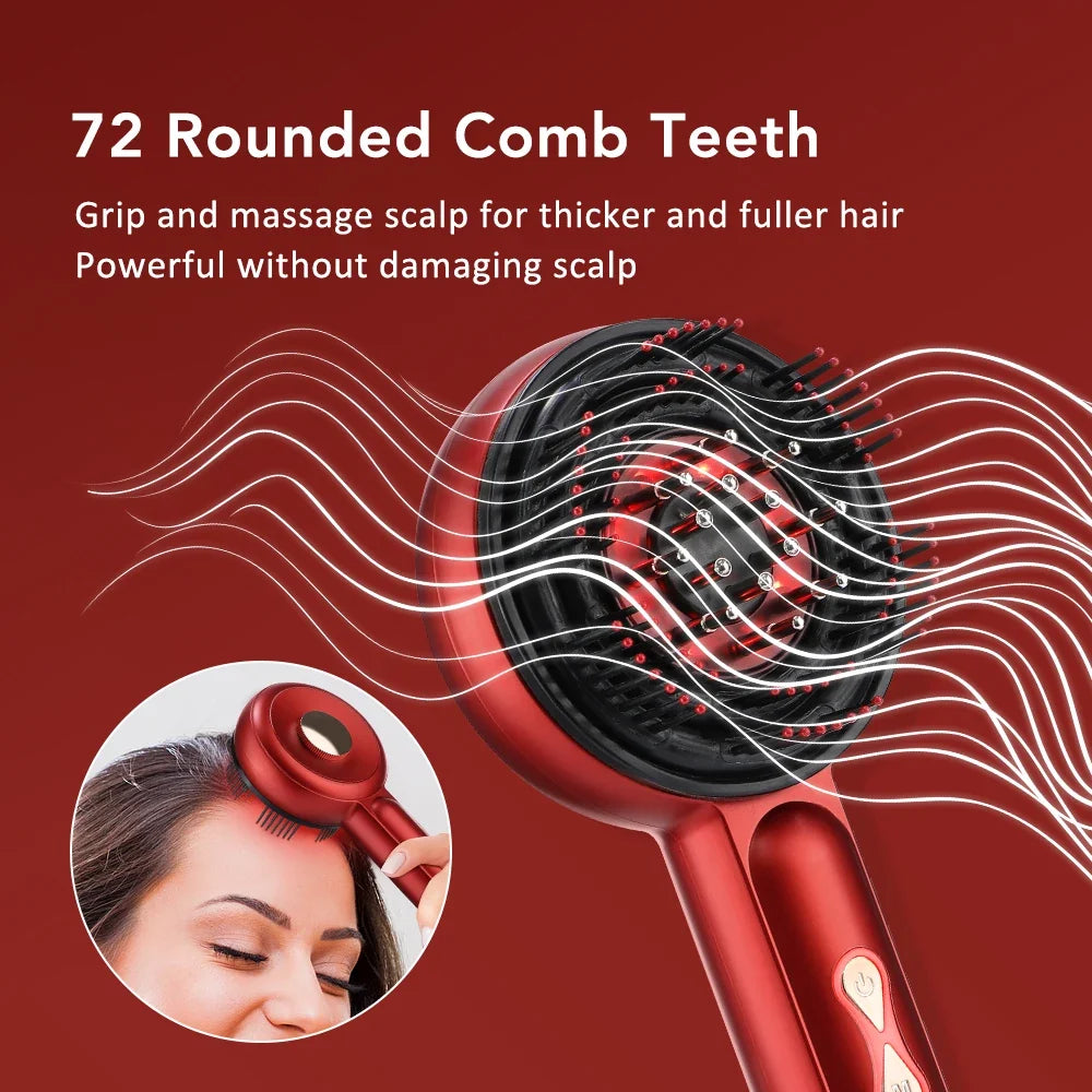 Scalp Comb Massager with 660nm LED Light | 3 EMS Levels, RGB Modes, 6ml Oil Applicator & USB-C