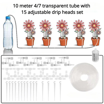 Automatic Irrigation System with Adjustable Drip Watering for Balcony and Potted Plants