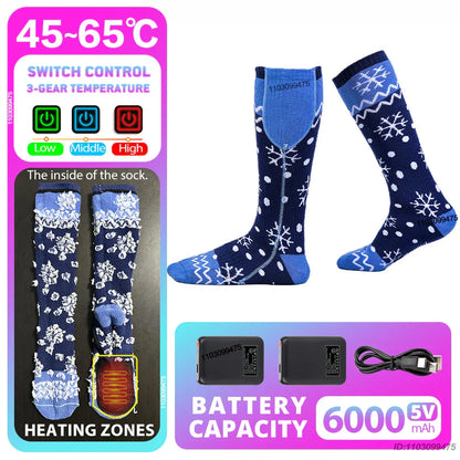 Heated Socks with Rechargeable 6000 mAh Battery | Up to 10 Hours Warmth | Unisex Thermal Socks for Outdoor, Skiing & Winter Use