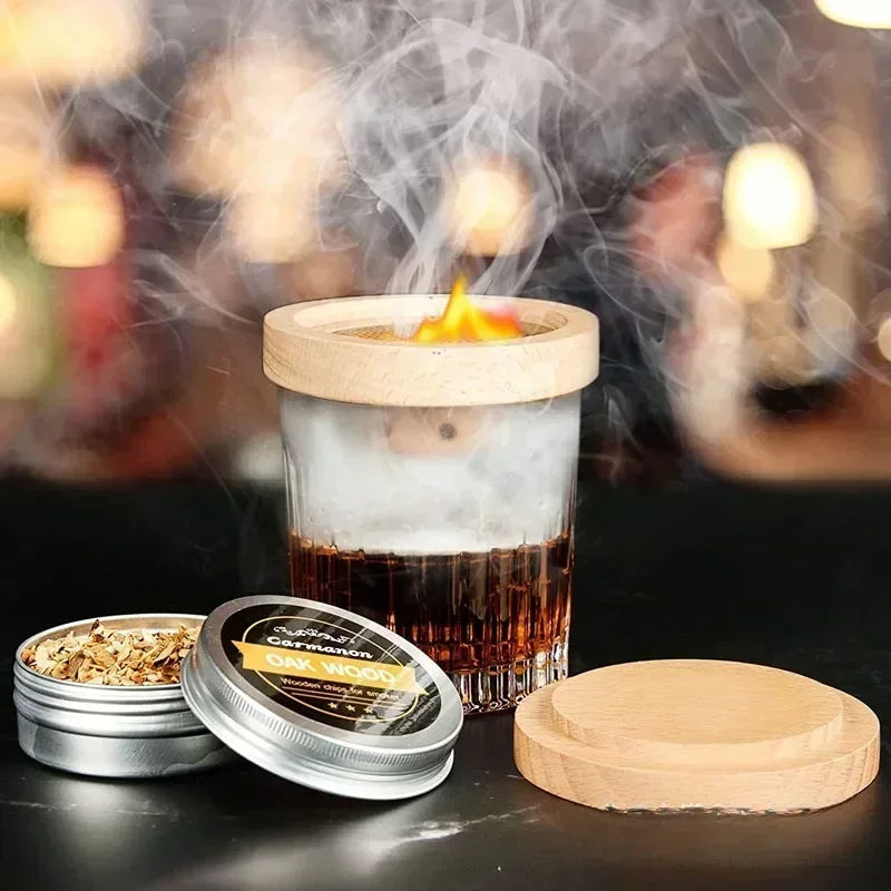 Wooden Cocktail Smoking Kit – Infuse Drinks with Smoky Flavor for Whiskey