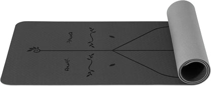 Non-Slip Pilates and Fitness Mat | Skin-Friendly TPE | 183 × 61 × 0.6 cm | With Alignment Lines