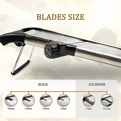 Adjustable Vegetable and Fruit Mandoline with Stainless Steel Blades