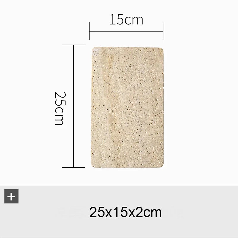 Beige Travertine Serving Plate – Natural Marble Decorative Tray