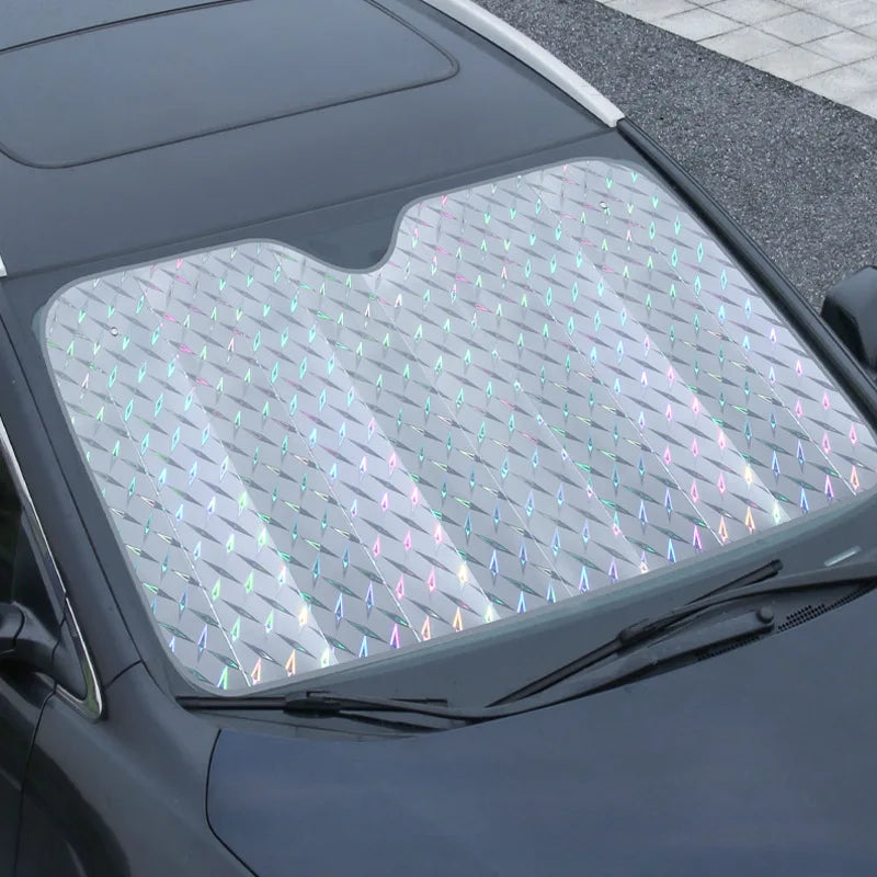 Universal Folding Car Sunshade | UV & Heat Protection | Silver