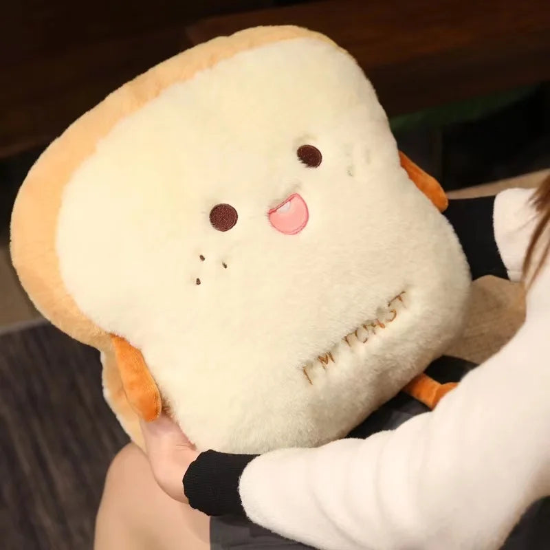 Ultra Soft Hand Warmer Pillow in Plush Toast Bread Design