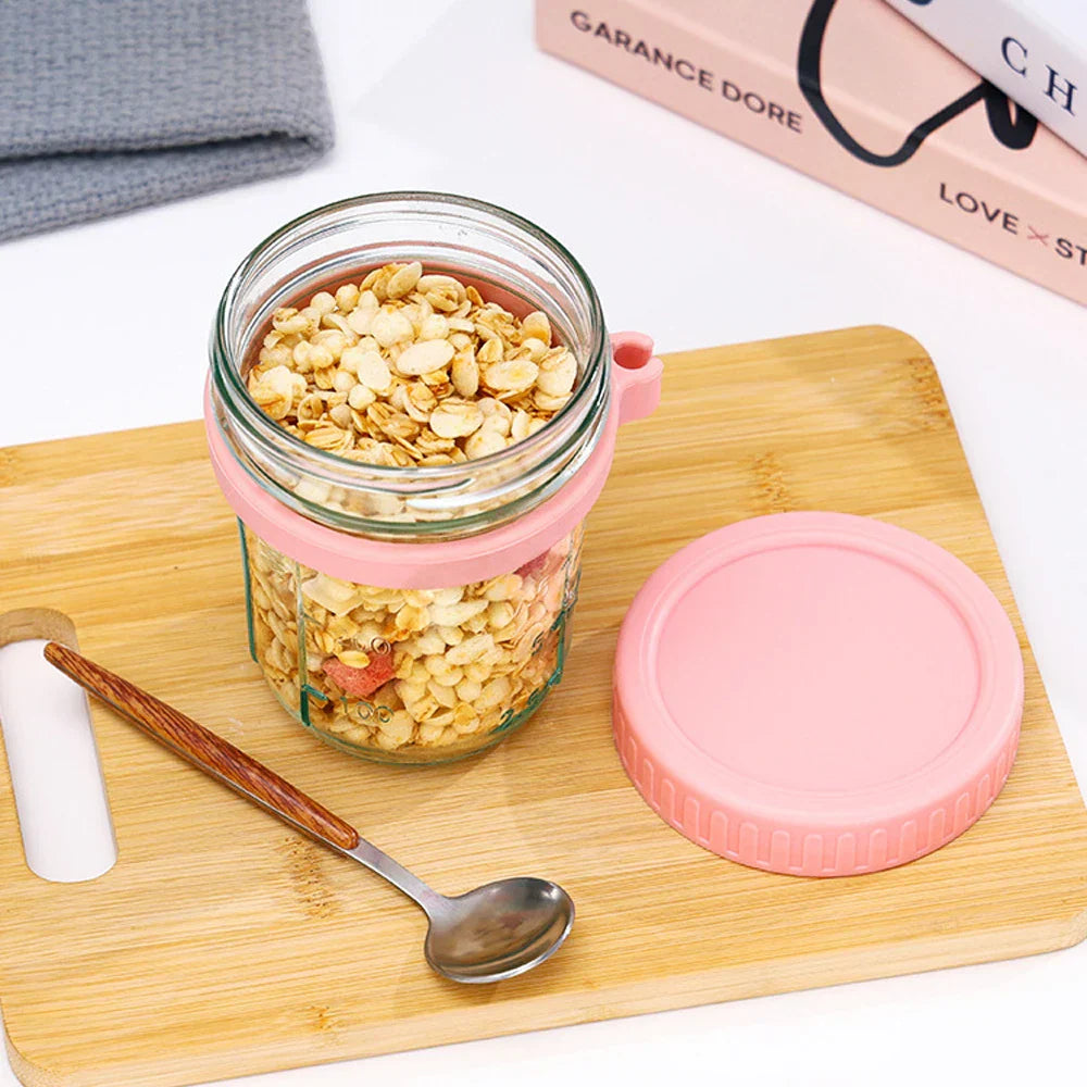 Portable Multifunctional Breakfast Cup with Lid and Spoon - Ideal for Oatmeal, Cereal, Nuts, Yogurt, Salad, and More - Heat-Resistant Tumbler for Juice and Milk