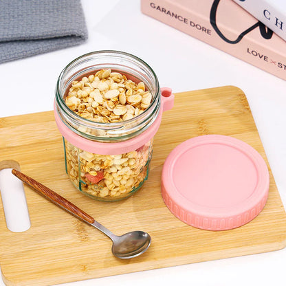 Portable Multifunctional Breakfast Cup with Lid and Spoon - Ideal for Oatmeal, Cereal, Nuts, Yogurt, Salad, and More - Heat-Resistant Tumbler for Juice and Milk