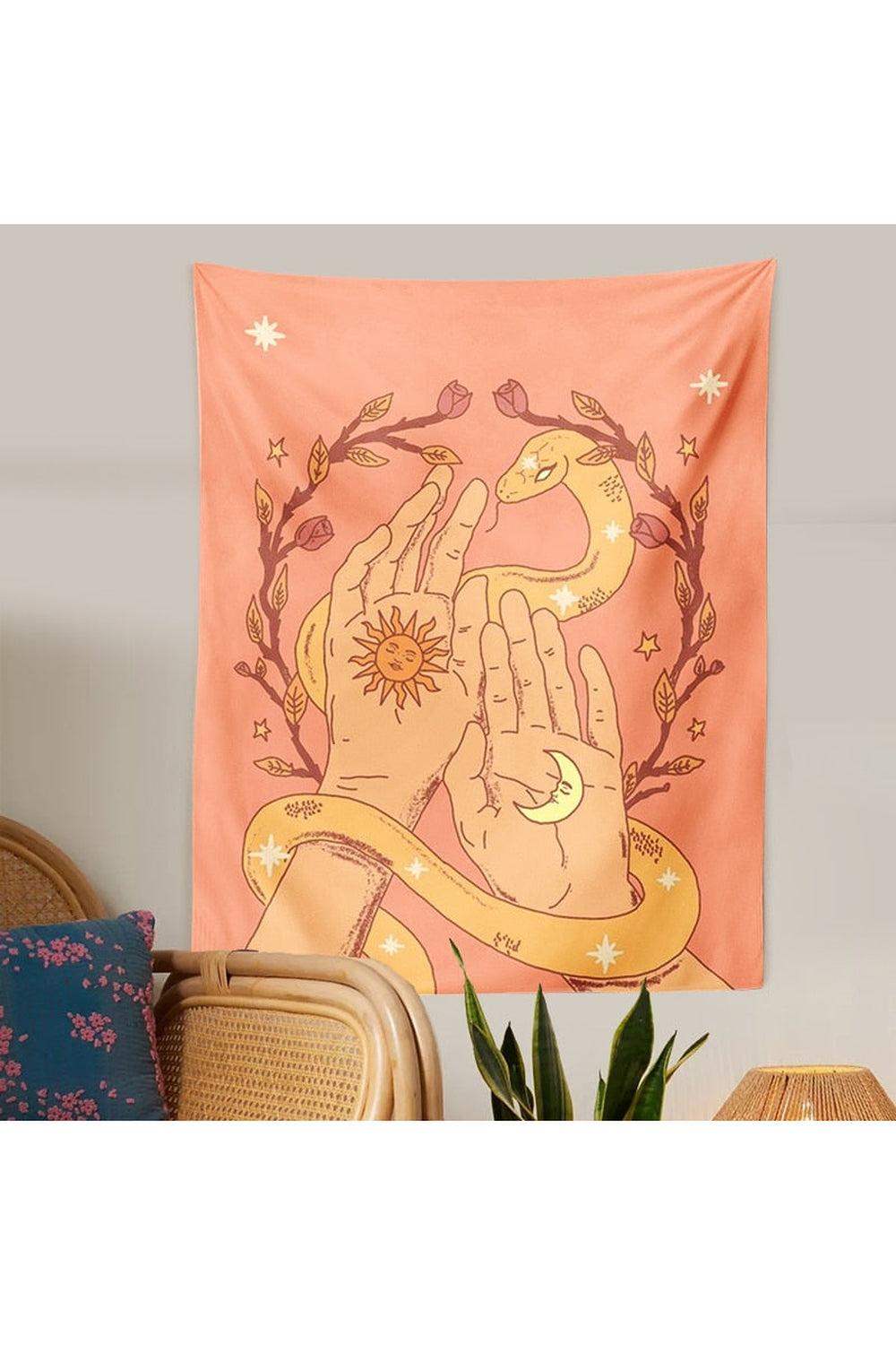 E-Girl Tapestry featuring Moon and Stars Design