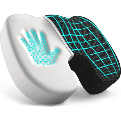 Ergonomic Seat Cushion with U-Shaped Cutout | Memory Foam Office Pillow with Washable Cover