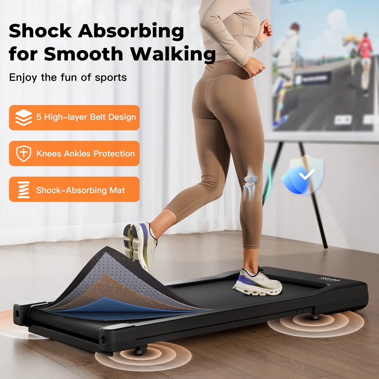Slim Under Desk Treadmill with 2.5HP Motor | 265 lb Capacity, LED Display, Remote, 2.5 MPH