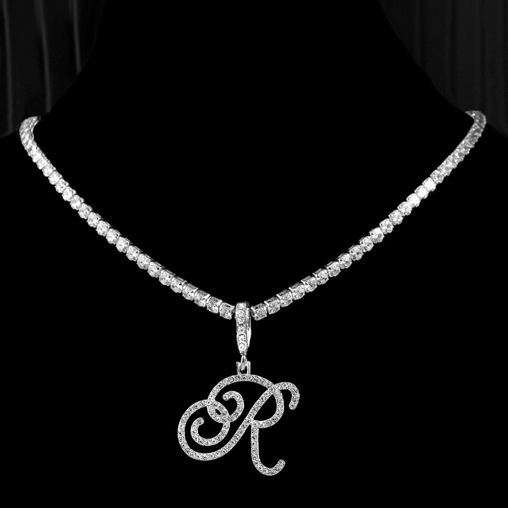 Elegant Initial Pendant Necklace in Silver