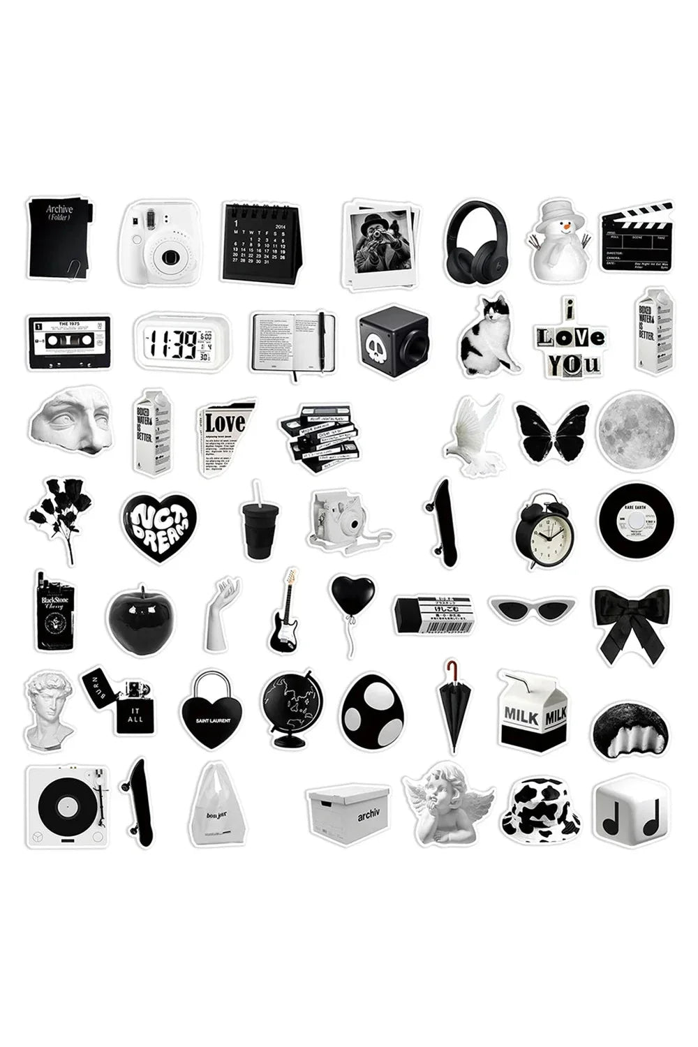 Cartoon Stickers in Black and White