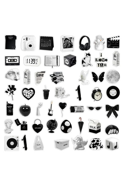 Cartoon Stickers in Black and White