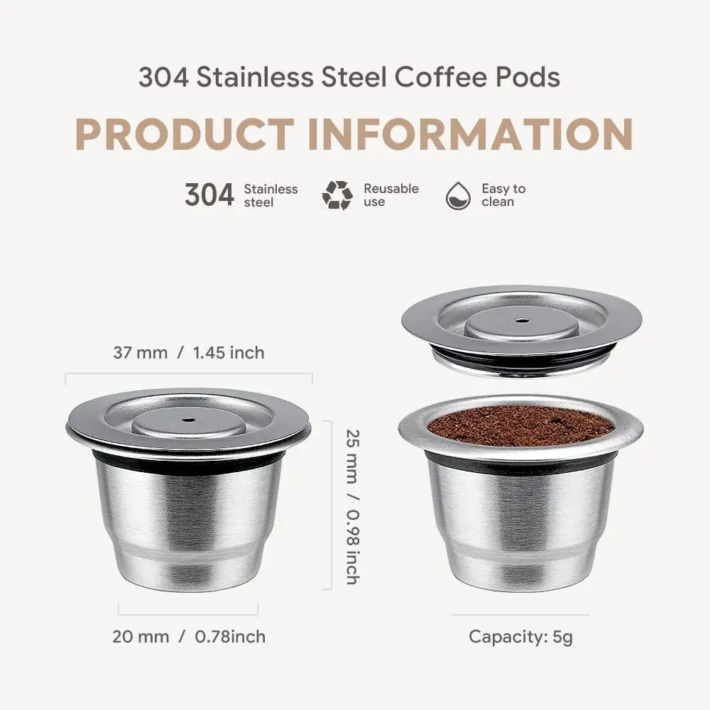 Stainless Steel Coffee Capsules for Nespresso OriginalLine – Refillable, Dishwasher Safe, Eco-Friendly