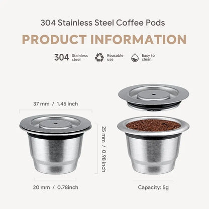 Stainless Steel Coffee Capsules for Nespresso OriginalLine – Refillable, Dishwasher Safe, Eco-Friendly