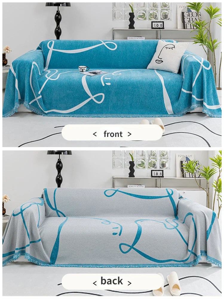 Chenille Sofa Cover Set in Black – Dust Resistant, Soft, and Versatile