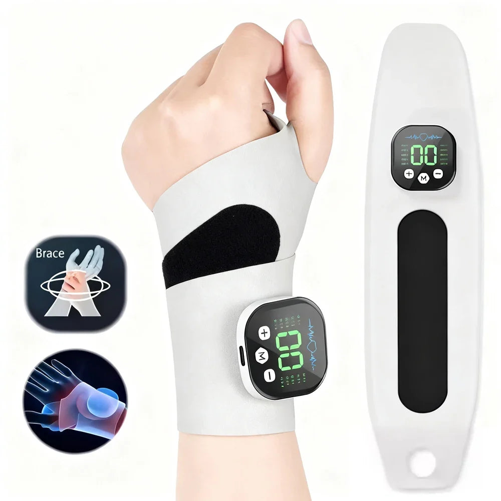 Cordless EMS Wrist Brace with Vibration – 10 Massage Settings & USB Rechargeable