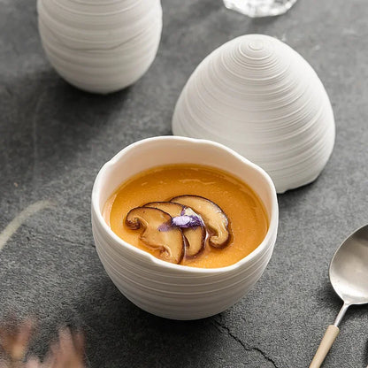Minimalist Ceramic Bowl in Egg Shape for Kitchen Decor